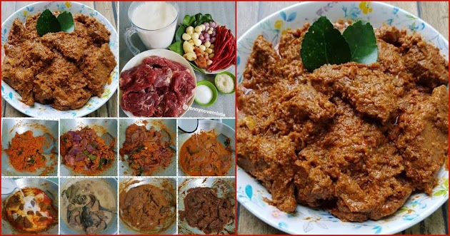 Resep Rendang Daging Kampung. di Sajikan Dengan Nasi Putih Panas, Gurih Bumbunya Bikin Laper dan Tekstur Dagingnya Empuk Makkk