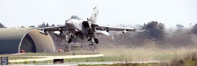 tornado gr4 libya. RAF Tornado GR4 aircraft takes off at Gioia Del Colle airbase.
