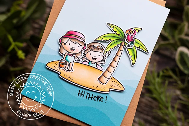 Sunny Studio Stamps: Coastal Cuties Beach Babies Seasonal Trees Sending Sunshine Summer Themed Friendship Cards by Eloise Blue and Leanne West