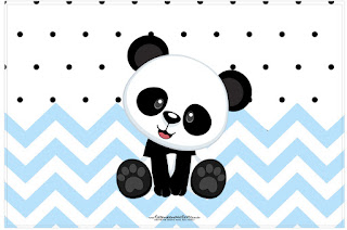 Panda in Light Blue Chevron and Black Polka Dots: Free Printable Candy Bar Labels.