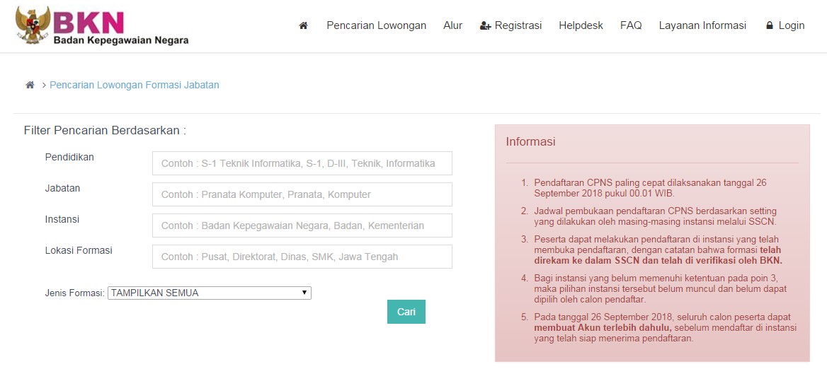 Cara Lihat Jumlah Pelamar CPNS 2018 di Link sscn.bkn.go.id