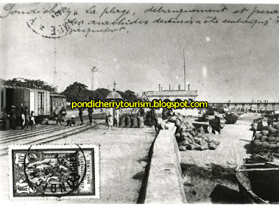 pondicherry harbor post card