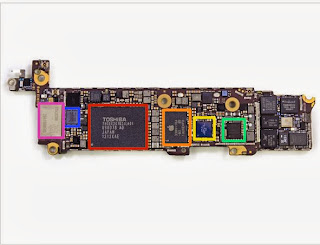 Detailed internal components of the iPhone 5c smartphone