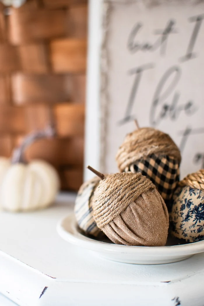 close up drop cloth acorn with gathers