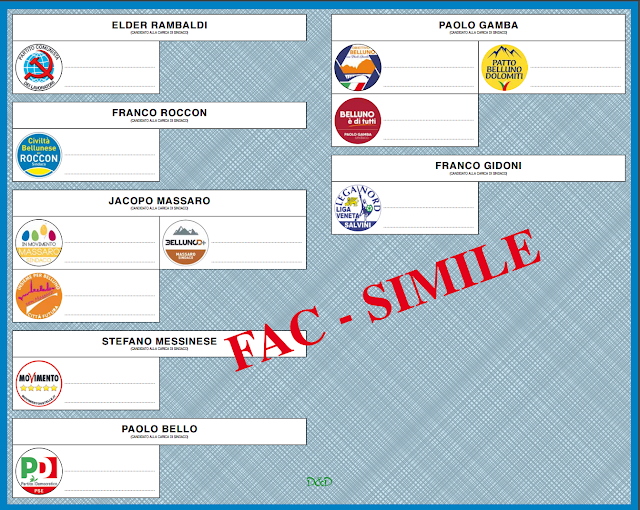 Fac-Simile scheda elezioni comunali BELLUNO 2017