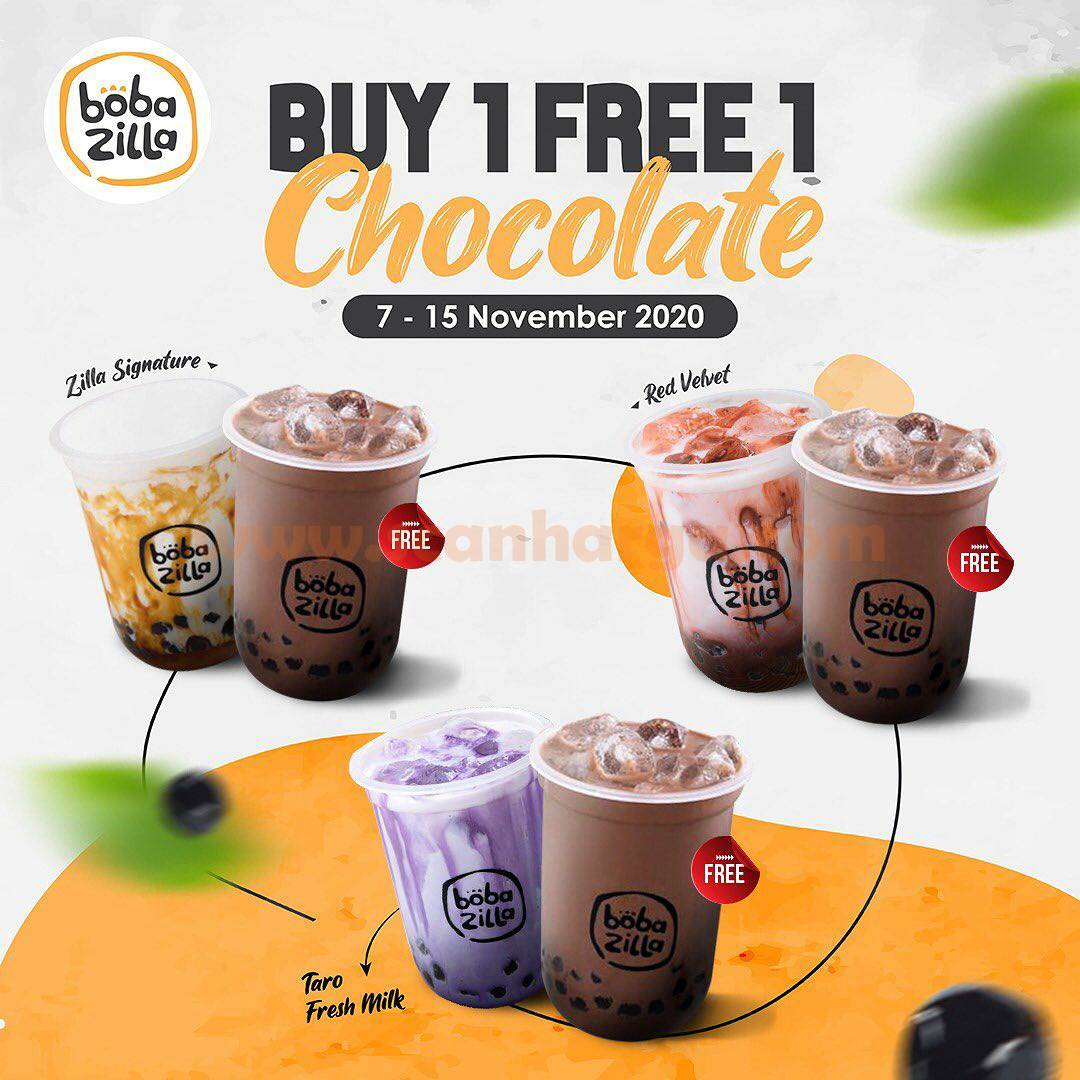 Promo Boba Zilla Buy 1 Get 1 Free Chocolate