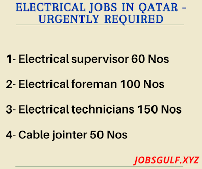 Electrical Jobs in Qatar - Urgently required