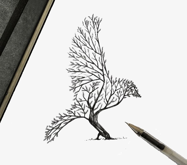 Creative sketch of a Bird in a tree