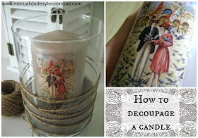 Cómo decorar una vela con decoupage / How to decoupage a candle