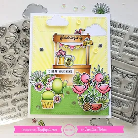 Sunny Studio Stamps: Fabulous Flamingos Fluffy Clouds Customer Card by Candice Fisher