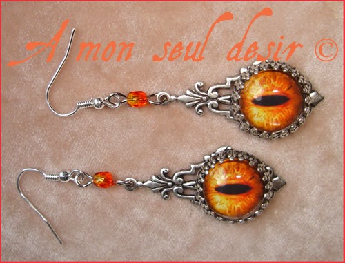 Boucles d'Oreilles Yeux Dragon Oeil de Sauron Tolkien Le Seigneur des Anneaux Lord of The Rings Dragons Eyes Earrings