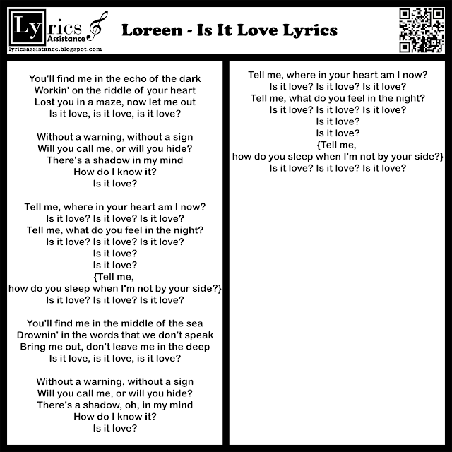Loreen - Is It Love Lyrics | lyricsassistance.blogspot.com