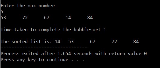 C Program For Bubble Sort by Generating Random Numbers and Using time.h Function