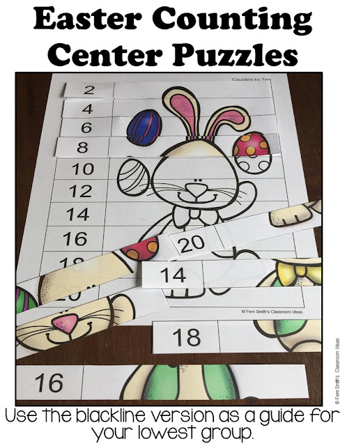 You will love these easy to prep colorful Easter Counting Puzzles. All puzzles come in black and white copy masters for many multiple exciting uses: seatwork, homework, guided practice, center work, OT practice, small group, RTI, tutoring, morning work, etc. as well. #FernSmithsClassroomIdeas