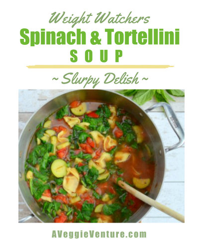 Weight Watchers Spinach & Tortellini Soup, another healthy soup ♥ A Veggie Venture. WW Friendly. Low Carb. Low Fat. Easily High Protein. Great for Meal Prep.