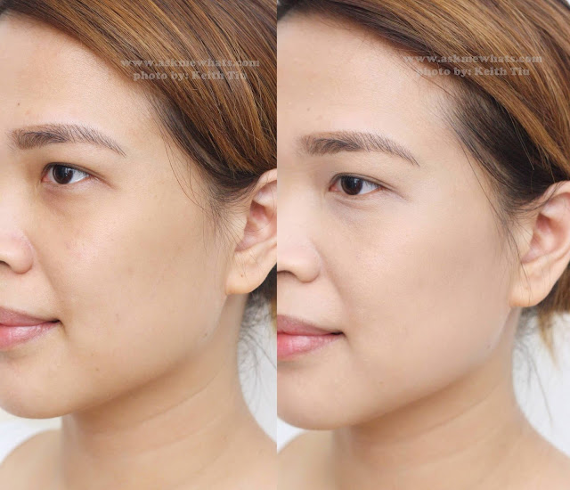 a before and after photo of Max FactorX Miracle Match Foundation in Natural