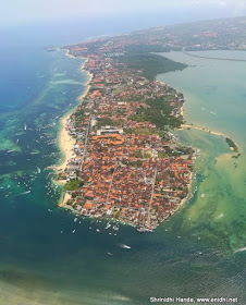 scenic views of Bali indonesia from window seat of malindo plane