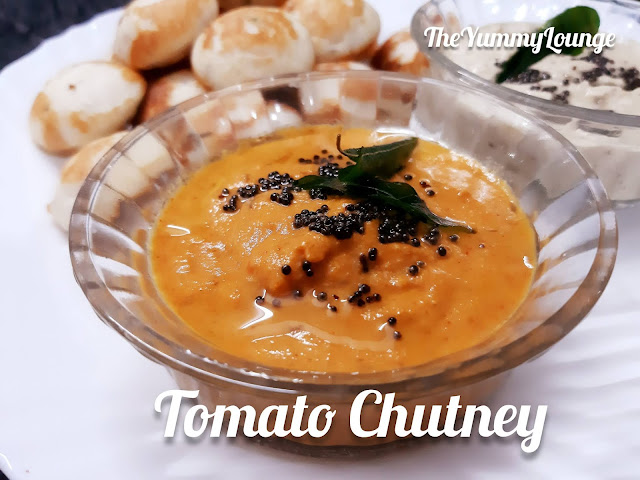 This restaurant style tomato chutney is served with dosa, idli, uttapam, appe, appam, aloo paratha etc.