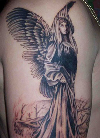 Angel Tattoo Robes and Wings Ideas for Sleeve