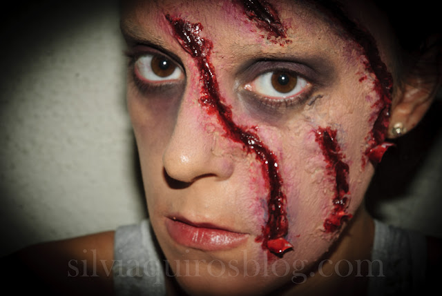 Maquillaje Halloween 11: Arañazo en la cara, Halloween Make-up 11: Scratched face , efectos especiales, special effects, Silvia Quirós