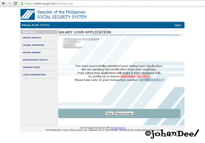 Filing Your SSS Online Salary Loan Application :  ©johanDee/