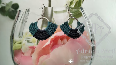 Pendientes en macramé, aros, aretes, Earrings, hoops, earrings in macramé by #AdrianaAbril instagram