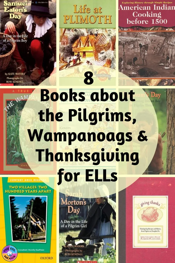 Collage image showing covers of 8 books, with text in center on a pale yellow background