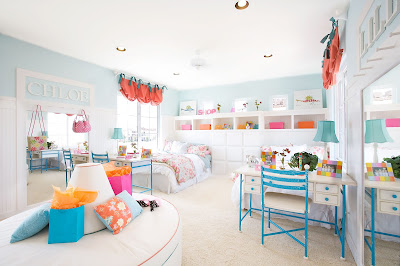 gambar desain dekorasi kamar anak gaya chic warna terang yang indah dan bersih