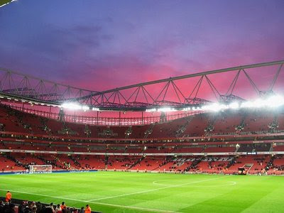 Ashburton Grove at dusk.