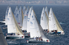 J/80 sailboat- sailing off Palma Mallorca Spain in Copa del Rey