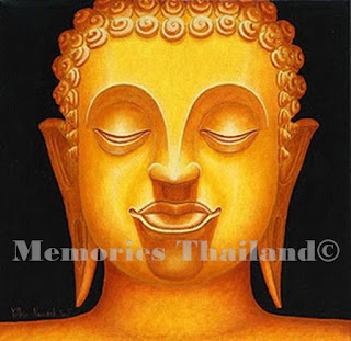 Gold with closed eyes and a smiling face