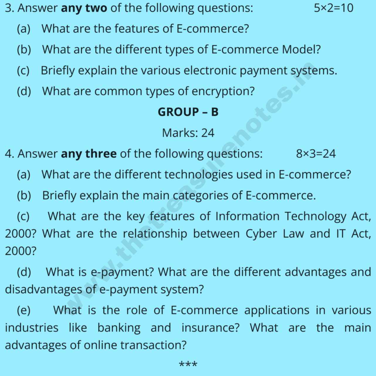 Guahati University  E-Commerce Question Paper 2021 Held in 2022