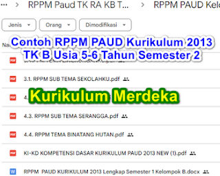 Contoh RPPM Paud Kurikulum 2013 TK B Usia 5 - 6 Tahun Tema Pokok Semester 2