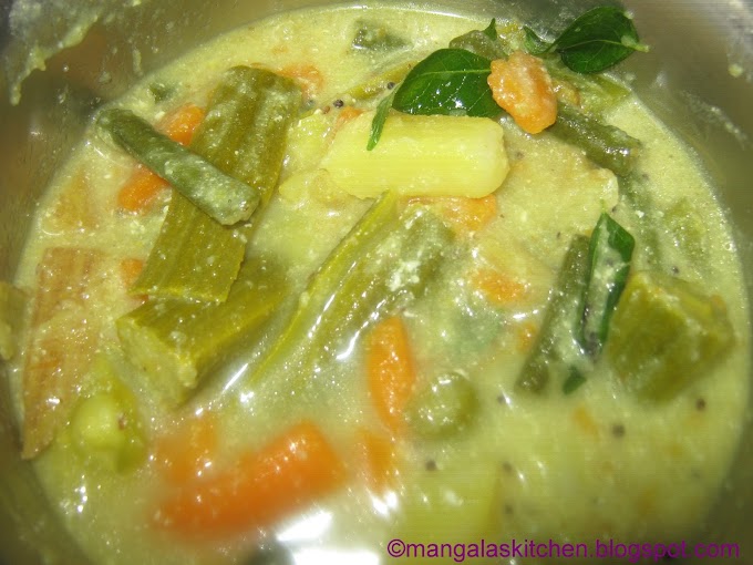 Summer Special Aviyal (Avial) - Mixed Vegetables cooked in Coconut Masala - Adai Avial