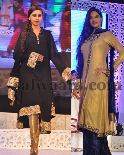 Models in Gold and Black Salwars