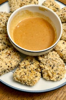 Everything Bagel Chicken Tender with Maple Mustard Dipping Sauce: Savory Sweet and Satisfying