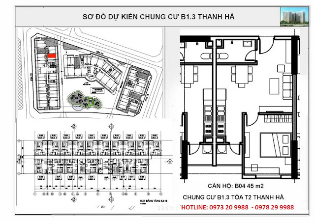 Sơ đồ căn hộ số B04 chung cư T2 Thanh Hà