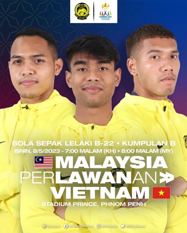 Siaran Lansung Malaysia Vs Vietnam Live Streaming Bola Sepak Sukan SEA 2023
