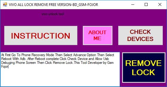 Vivo All Lock Remove Tool Free By Developer (Working and Tested)