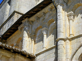 Blind arcading on the Church of Saint Maurice in La Clouere, Vienne. France. Photographed by Susan Walter. Tour the Loire Valley with a classic car and a private guide.