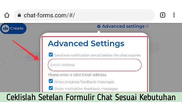 Ceklislah Setelan Formulir Chat Sesuai Kebutuhan