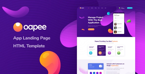 Oapee - App Landing Page HTML Template - Responsive Blogger Template