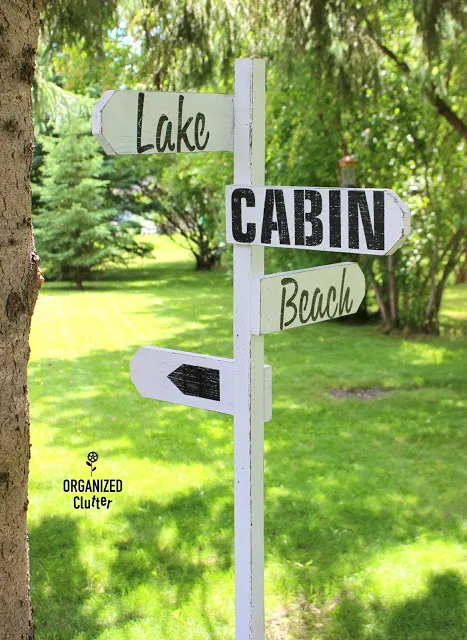 Lake Cabin Directional Sign #Oldsignstencils #stenciling