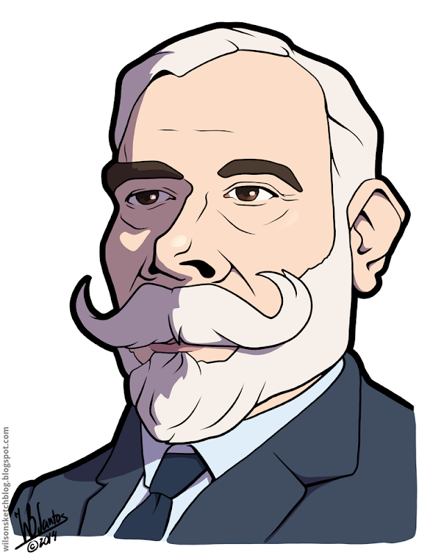 Cartoon caricature of the 6th President of the Portuguese Republic, António José de Almeida.