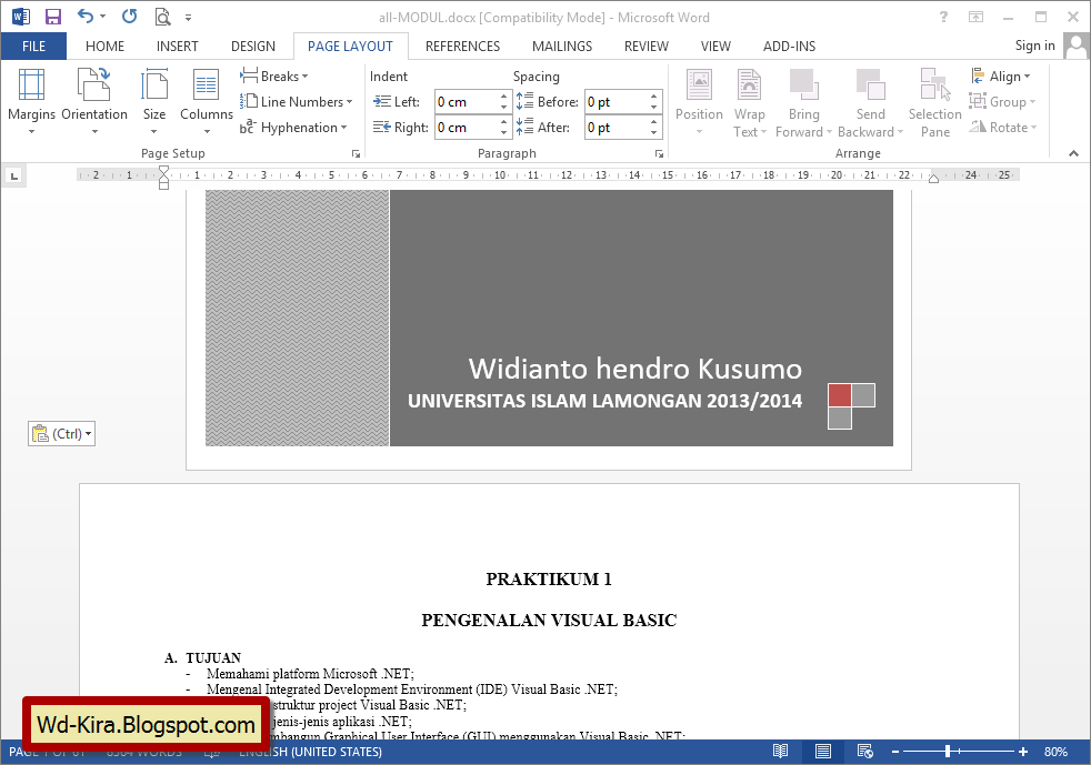 Wd-Kira, Office 2013, office 2014, Cara Membuat Orientasi Halaman Berbeda Pada Microsoft Word 2013, cara membuah halaman berbeda pada satu dokumen office versi terbaru 2014, Page break MS Office 2013, cara mengatur halaman office word, cara mengatur ukuran kertas Ms Office Word terbaru 2014