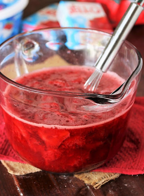 Making Strawberry Mixture for Strawberry Pretzel Salad Image