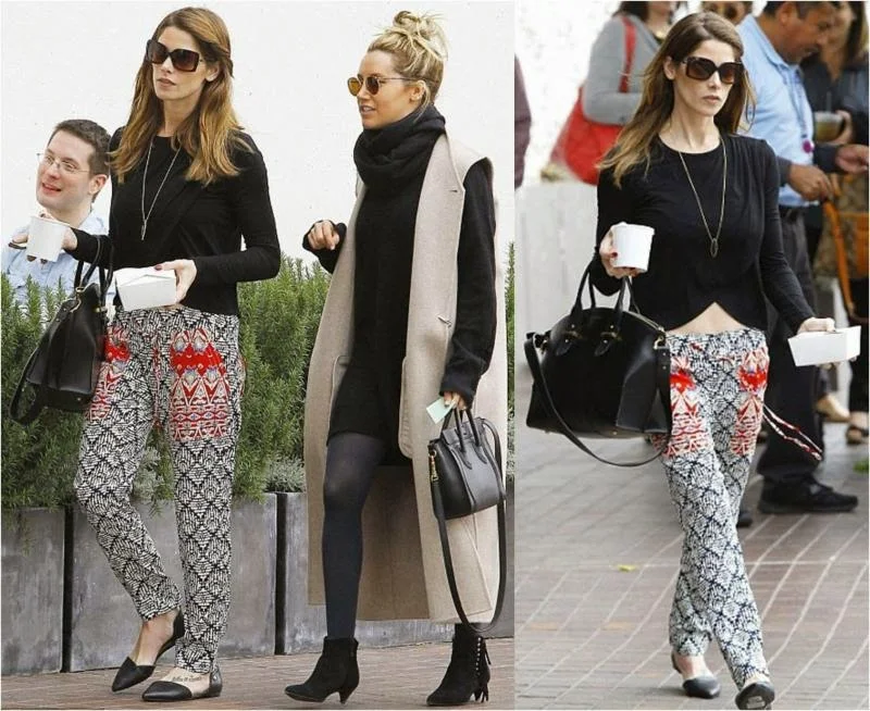 THML Drawstring Printed Pants Worn by Ashley Greene