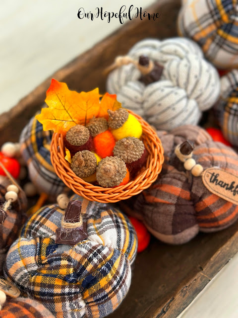 felted wool acorns in yellow, orange and brown