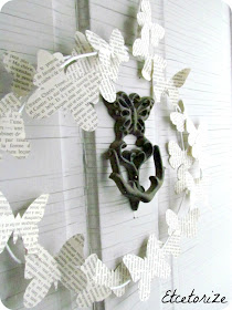 Butterfly Wreath, Paper wreath, bookpage butterfly