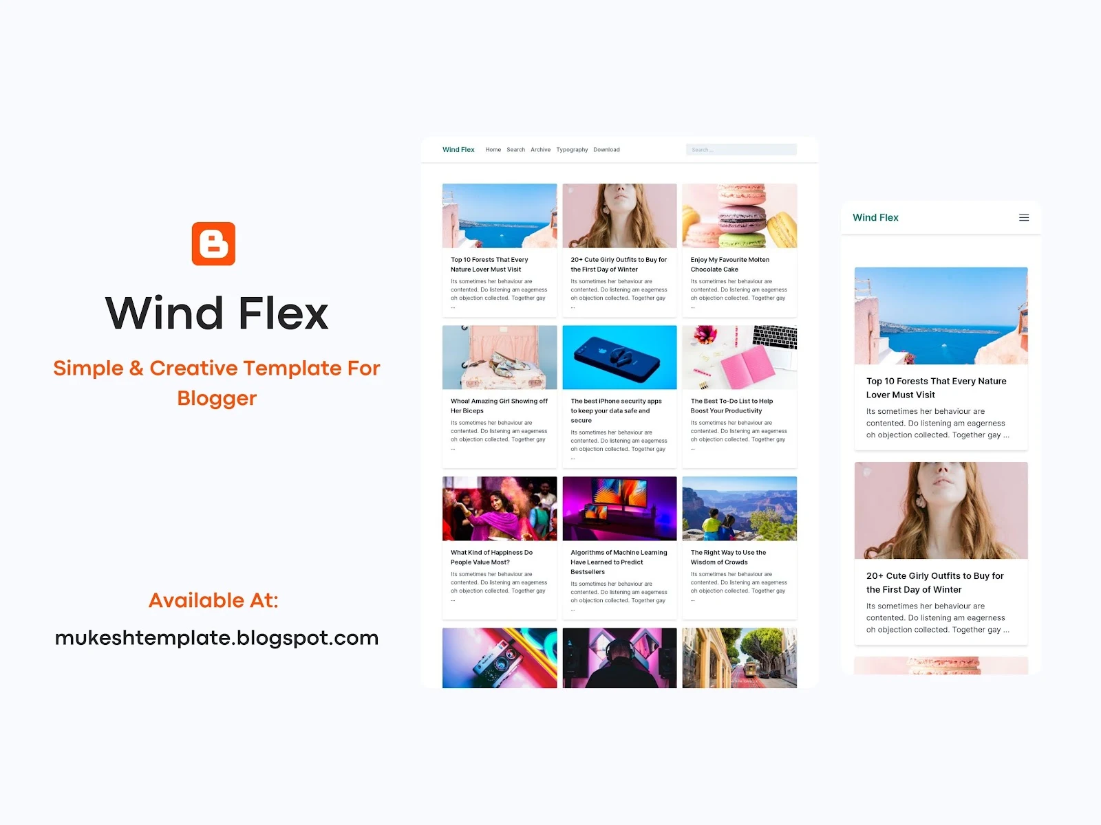 Wind Flex - Simple & Creative Blogger Template